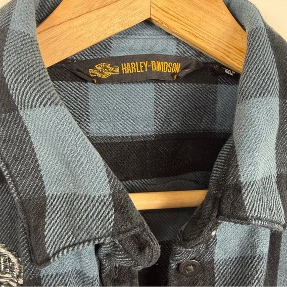 Harley-Davidson Black and Blue Checkered Shirt - Picture 4 of 10